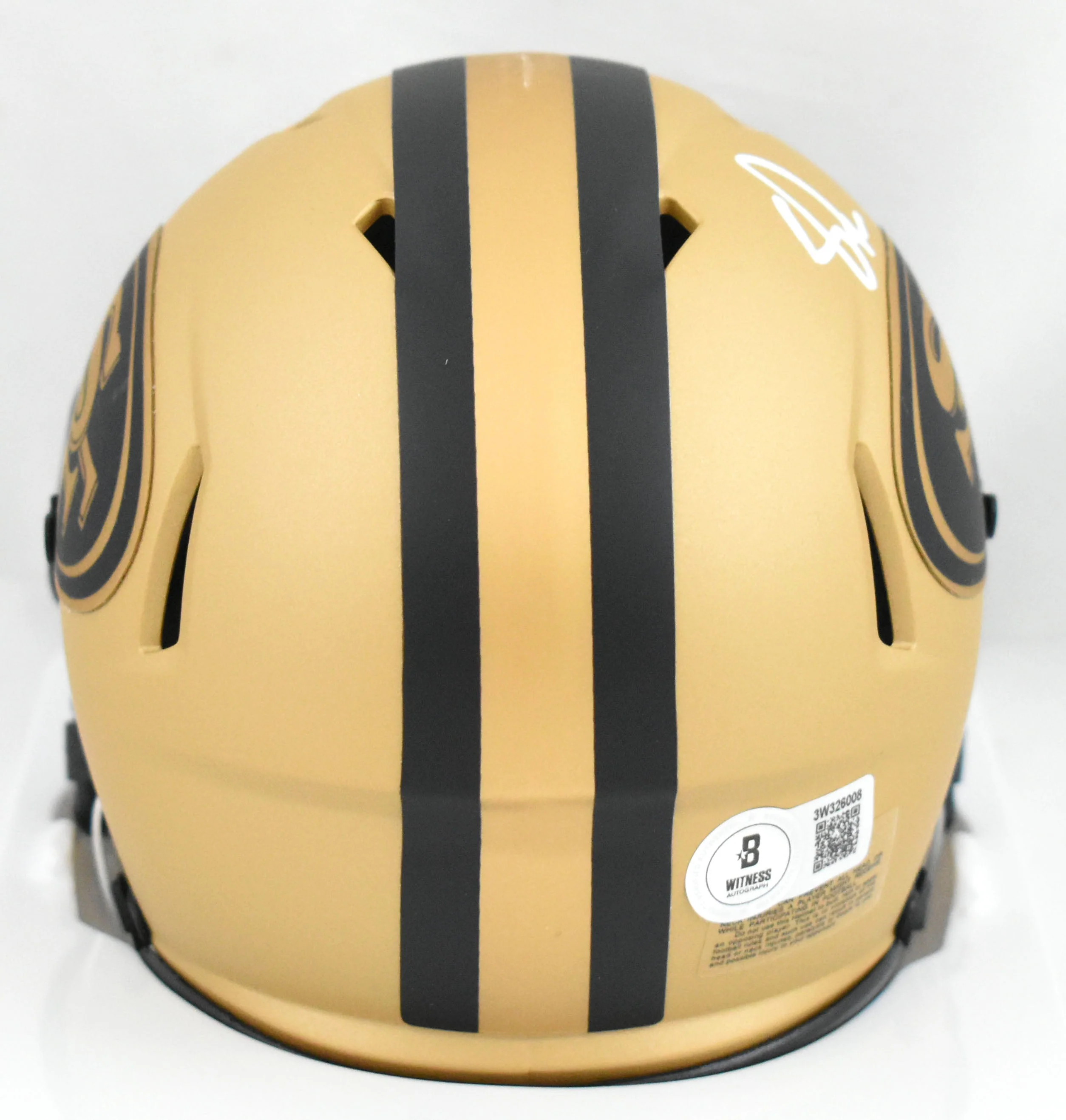 Upton Stout Signed San Francisco 49ers Rave Speed Mini Helmet - Beckett W Holo - Image 3
