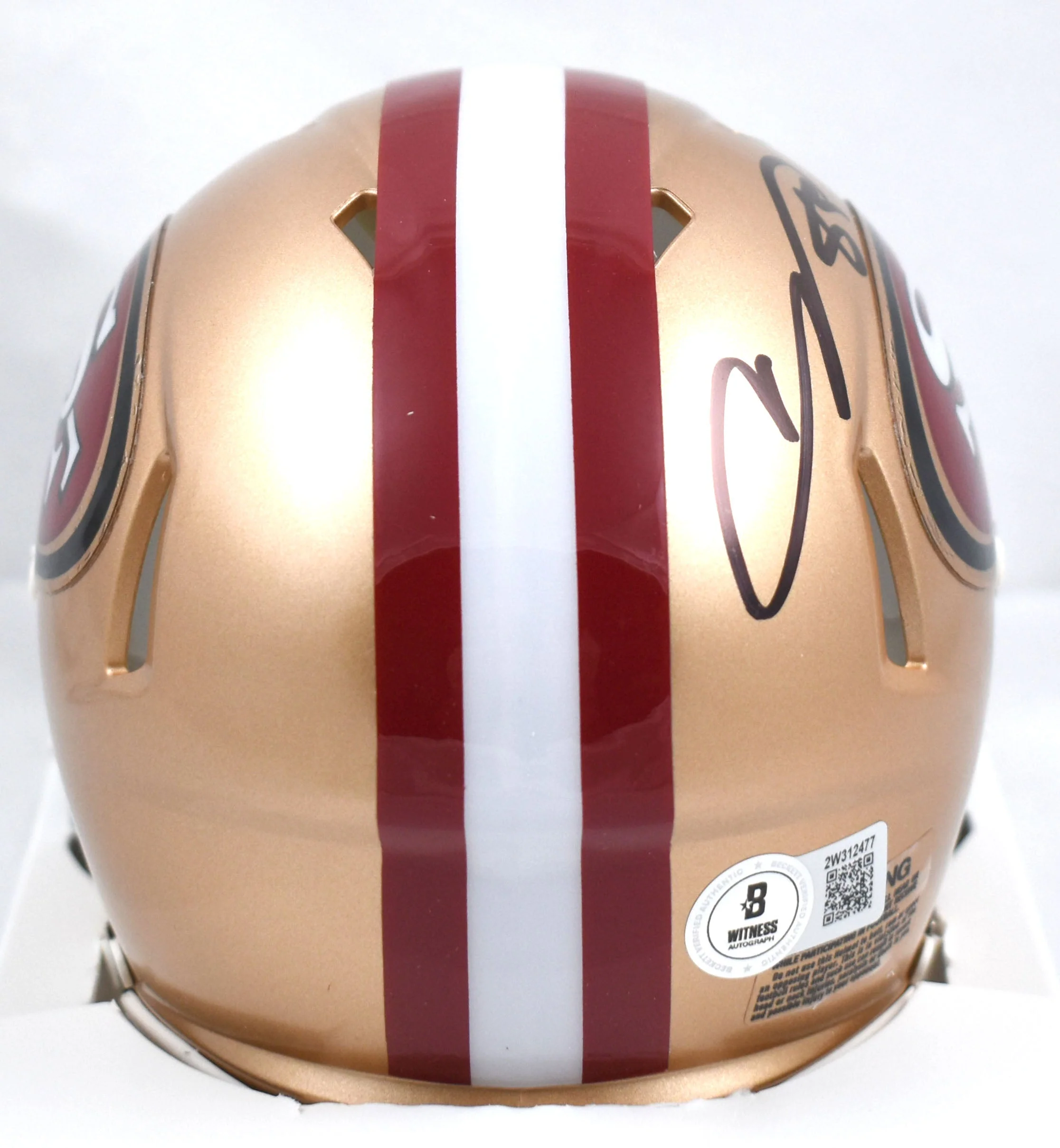 Vernon Davis Autographed 49ers Speed Mini Helmet - Beckett W Hologram *Black - Image 3
