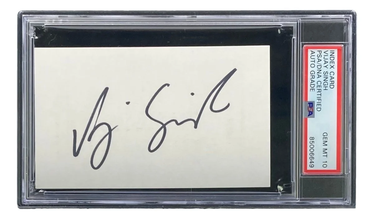 Vijay Singh Signed Slabbed PGA Golf Index Card PSA/DNA Gem MT 10