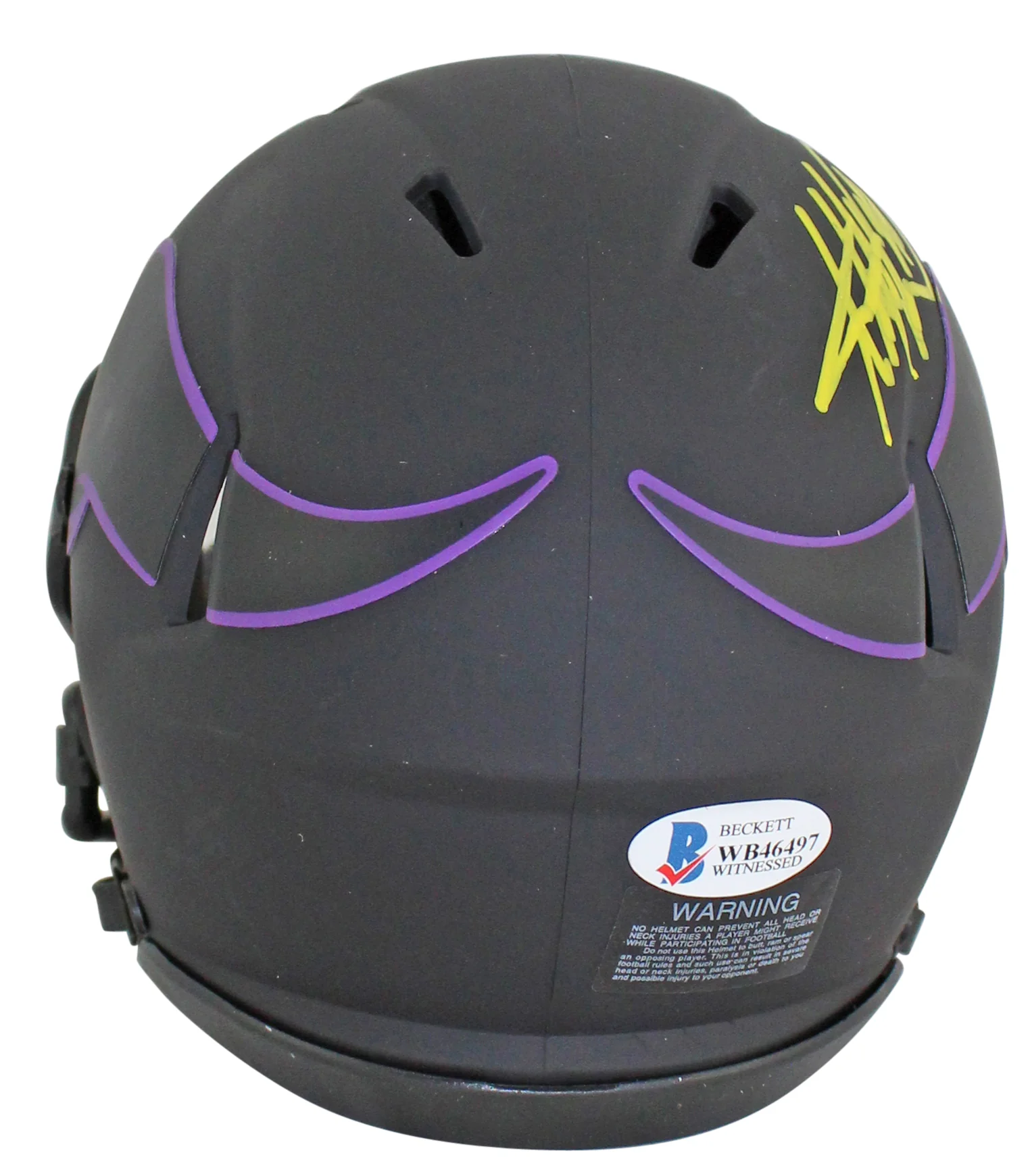 Vikings Adrian Peterson Authentic Signed Eclipse Speed Mini Helmet BAS Witnessed - Image 3
