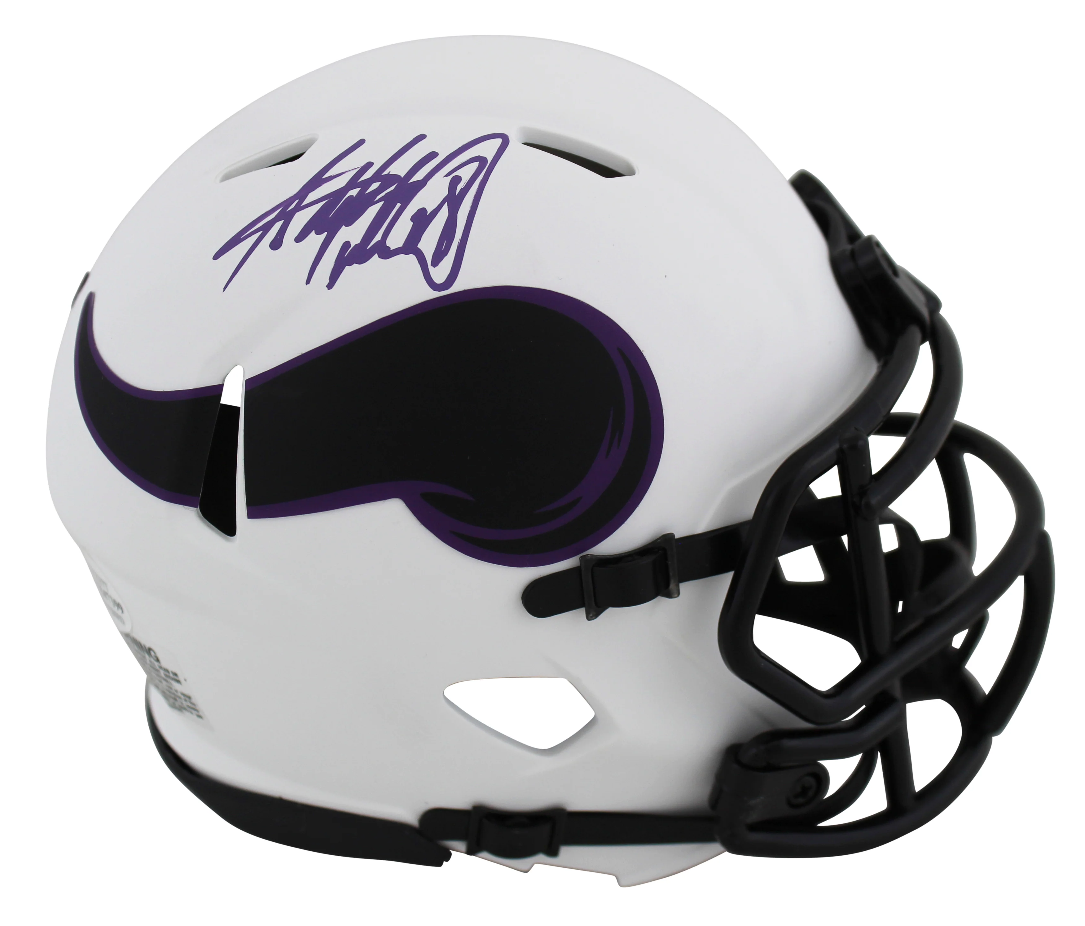 Vikings Adrian Peterson Authentic Signed Lunar Speed Mini Helmet w/ Case BAS Wit - Image 3