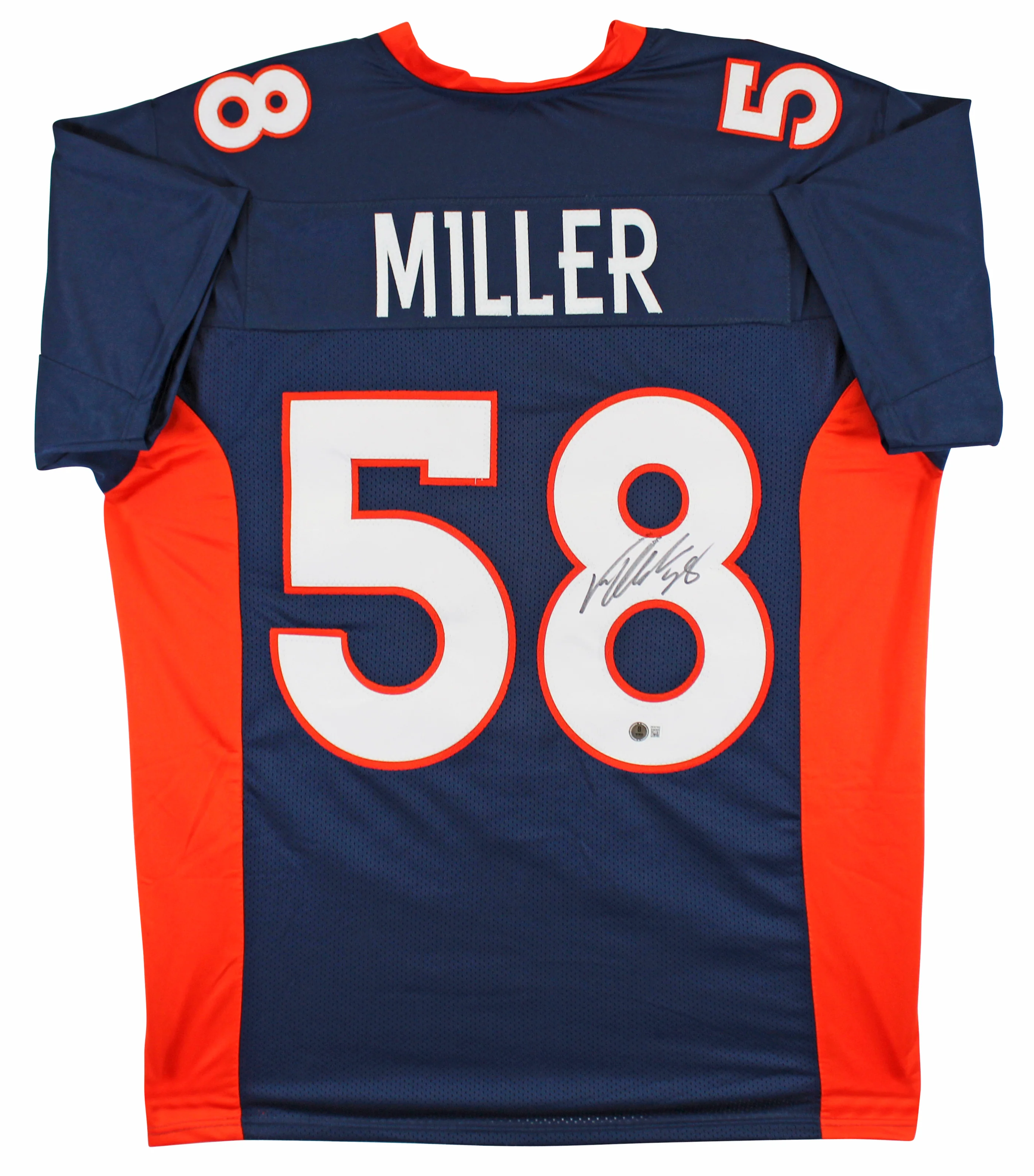 Von Miller Authentic Signed Navy Blue Pro Style Jersey Autographed BAS Witness 2 - Image 2
