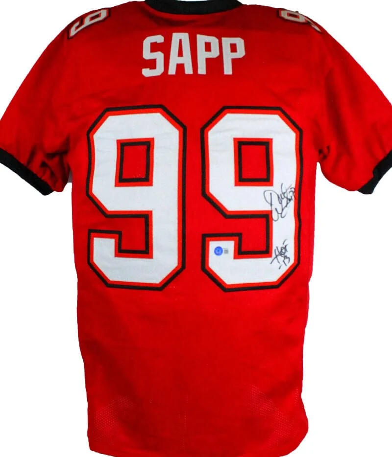 Warren Sapp Autographed Red Pro Style Jersey w/HOF-Beckett W Hologram *Black - Image 6