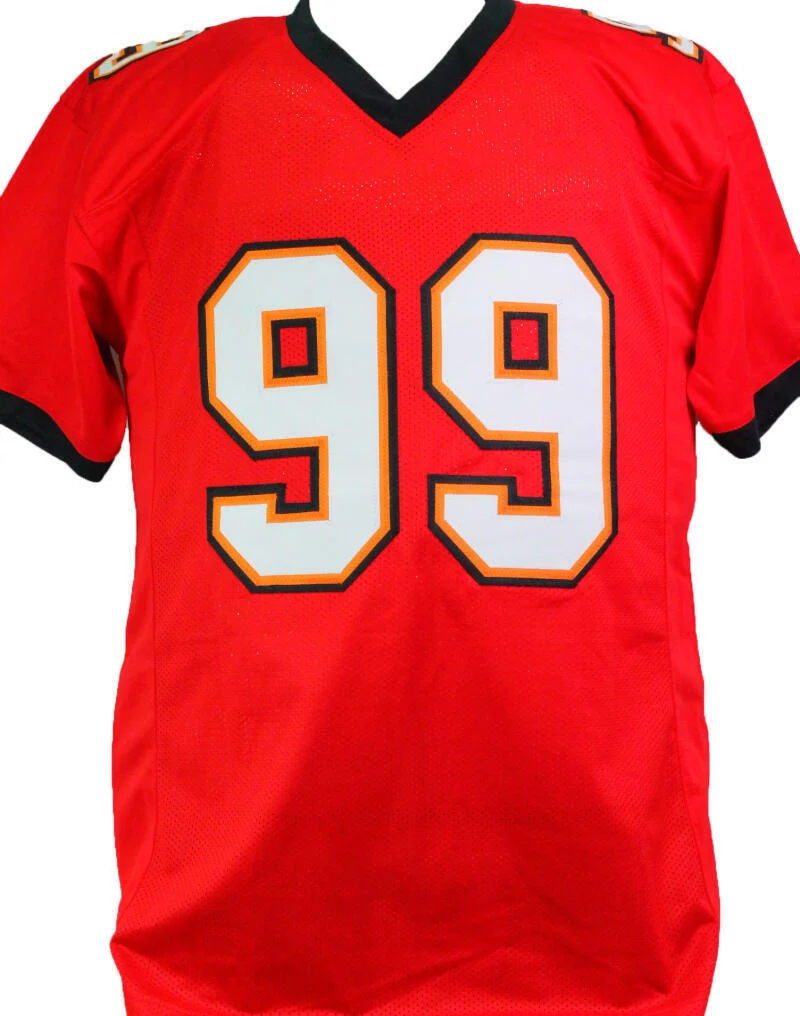 Warren Sapp Autographed Red Pro Style STAT Jersey w/ HOF- Beckett W *Black - Image 3