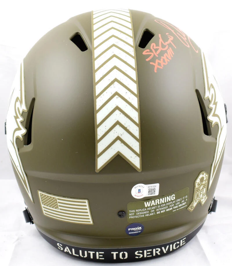 Warren Sapp Signed Buccaneers F/S Salute to Service Speed Helmet w/2 insc.- BAW - Image 4