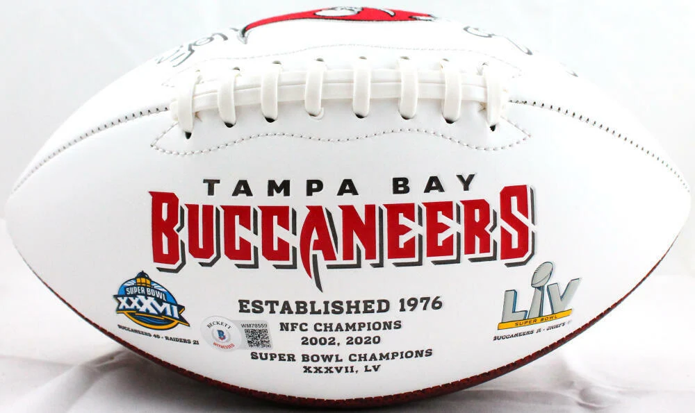 Warren Sapp Autographed Tampa Bay Buccaneers Logo Football w/ HOF-Beckett W Holo - Image 4