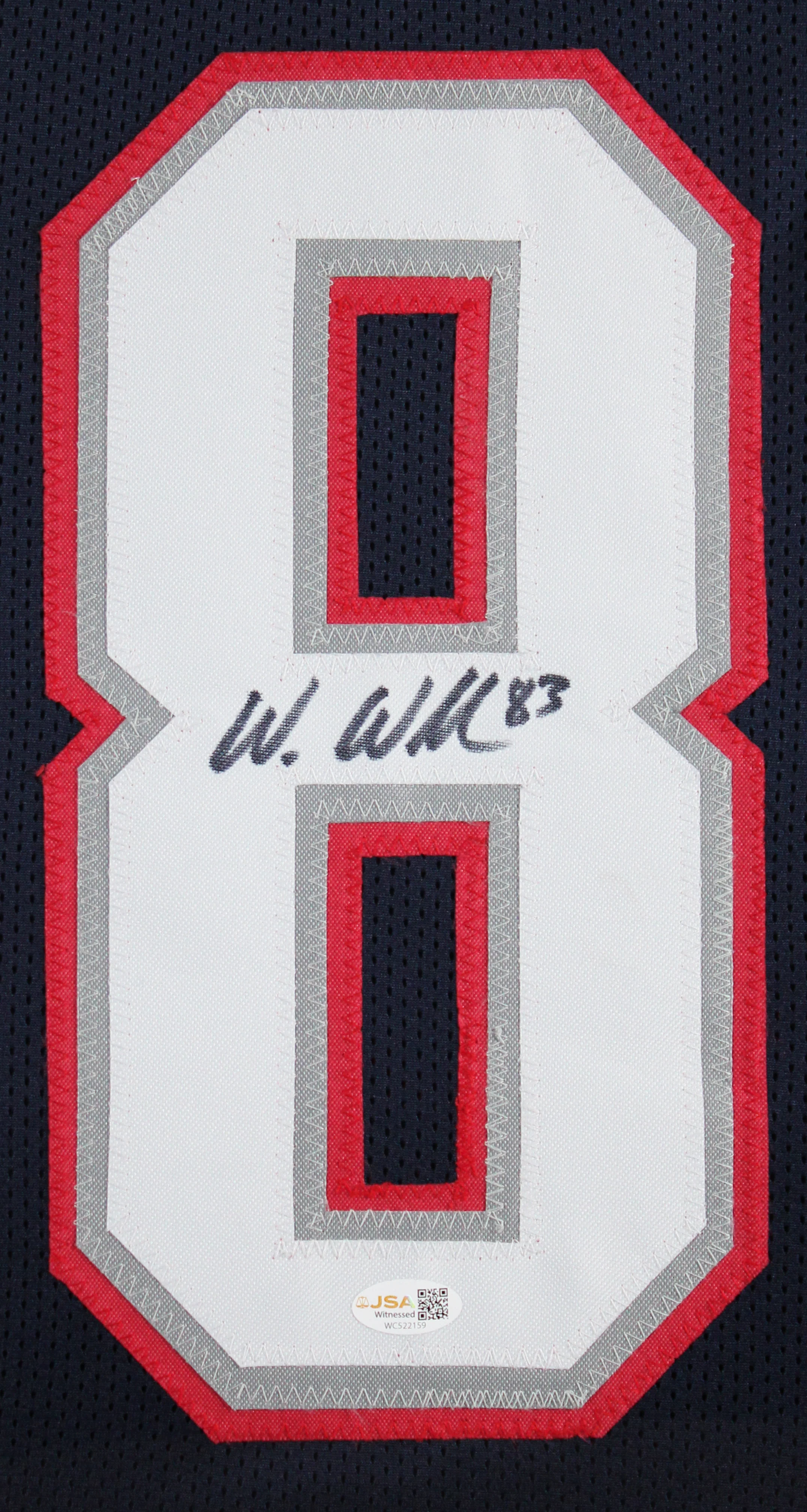 Wes Welker Authentic Signed Navy Pro Style Framed Jersey Autographed JSA Witness - Image 3