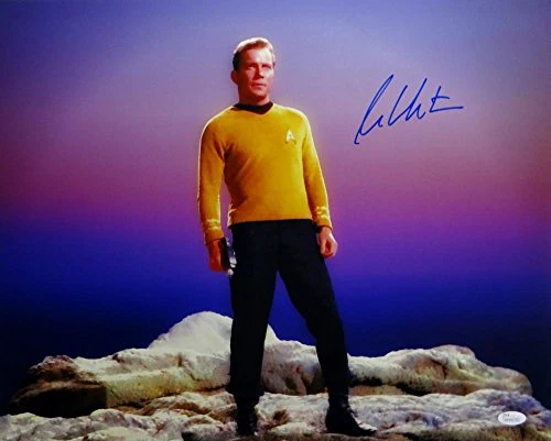 William Shatner Signed Star Trek 16x20 Standing on Rock *Blue/Right JSA W Auth - Image 3