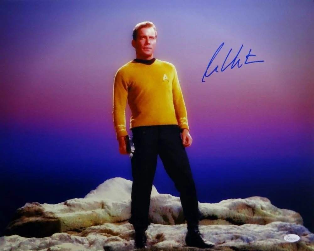 William Shatner Signed Star Trek 16x20 Standing on Rock *Blue/Right JSA W Auth - Image 4