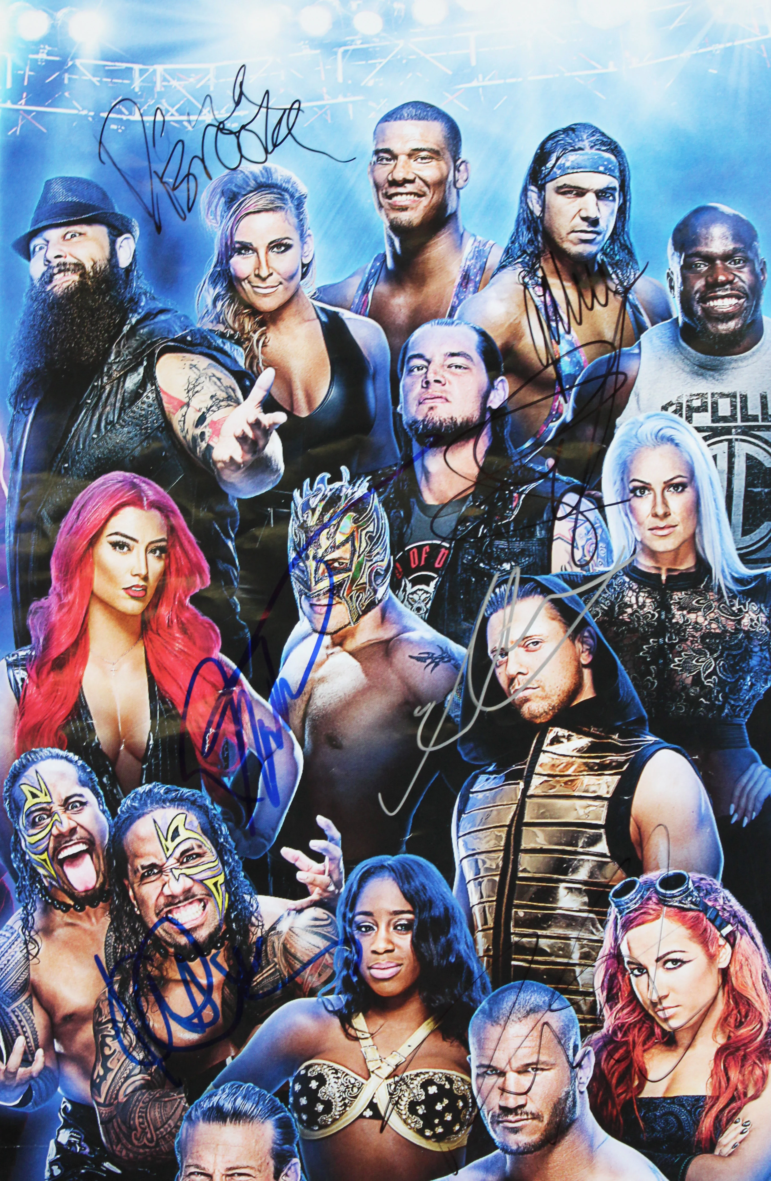 WWE Superstars (20) Hardy, Rollins, Stroman +17 Signed 16x24 Poster BAS #AE13981 - Image 4