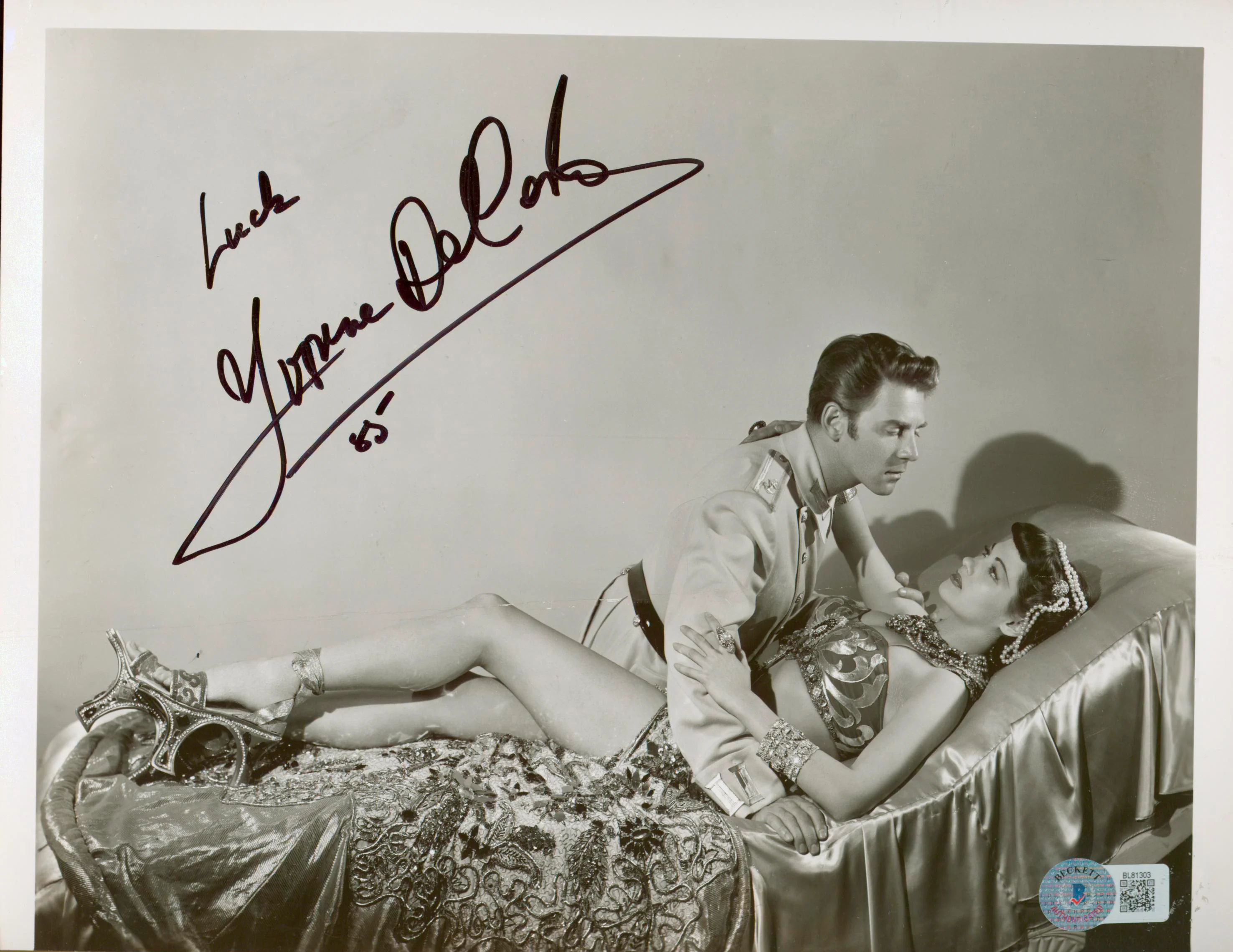 Yvonne De Carlo Song of Scheherazade "Luck" Signed 8x10 Photo BAS #BL81303 - Image 2