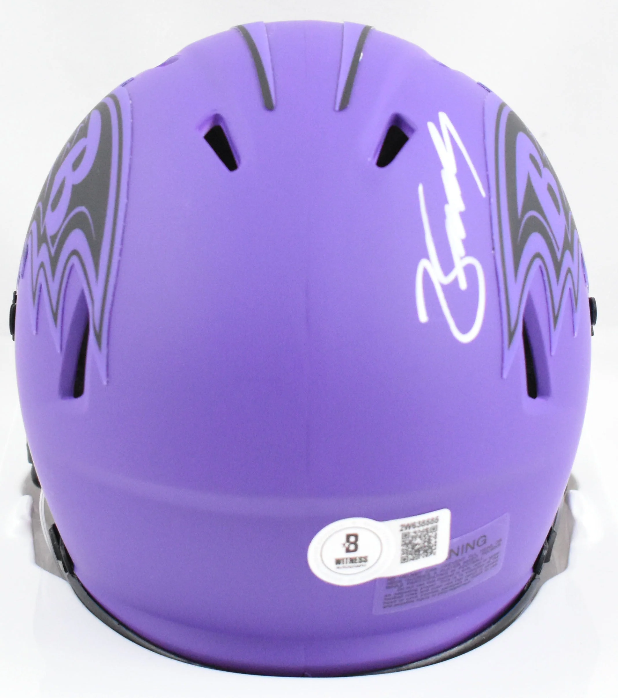 Zay Flowers Autographed Baltimore Ravens Rave Speed Mini Helmet - Beckett W Holo - Image 3